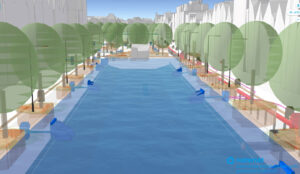 Ondergronds afvalwater- en drinkwaternet in 3D