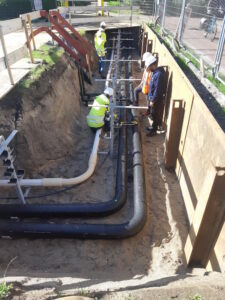 Verticaal kabels-en-leidingensysteem (VKLS) de grond in